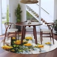 thumbnail image 3 of Spring Floral Round Area Rug 8Ft Washable Large Circle Rugs for Living Room Dorm, Yellow Roses Flowers Leaves Farmhouse Wooden Non-Slip Carpet Floor Mats Indoor Outdoor Carpet Runner Home Decor, 3 of 8