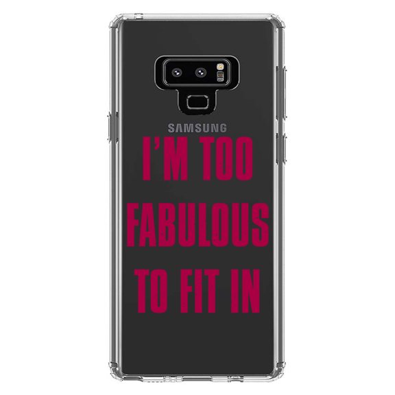 DistinctInk Clear Shockproof Hybrid Case for Samsung Galaxy Note 9 - TPU Bumper Acrylic Back Tempered Glass Screen Protector - I'm Too Fabulous to Fit In