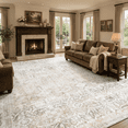 thumbnail image 2 of Lahome Large Washable Area Rug 10'x14', Beige Neutral Oriental Farmhouse Rugs for Living Room, Soft Non-Slip Low Pile Carpet for Bedroom Office Dining Room, Beige, 2 of 12