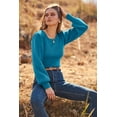 thumbnail image 4 of Long Puff Sleeve Sweaters for Women  Fall Winter Crewneck Knit Ribbed Bodysuit Pullover Tops, 4 of 11