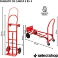 thumbnail image 4 of Diablito de Carga Tipo Plataforma 2 Posiciones Capacidad de Carga de 250 a 400 KG Ruedas Neumáticas de Caucho y Polipropileno Estructura de Acero Carrito Multiusos y Portátil (Rojo), 4 of 5