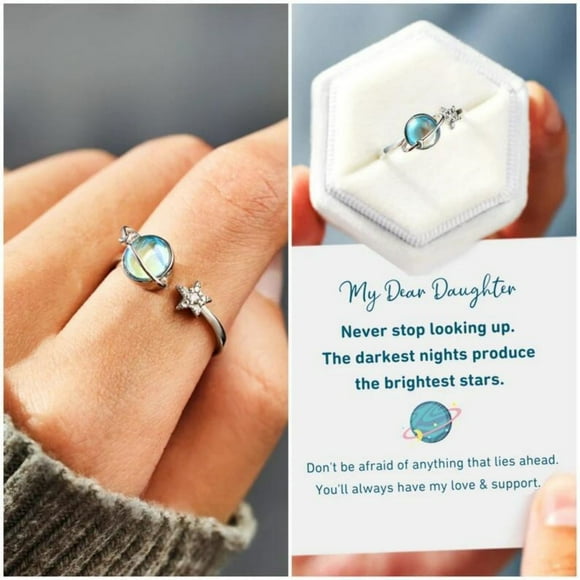 Anxiety Fidget Spinner Ring Fidget Rings for Anxiety Relief Stress Open Adjustable Flower Moon Star Spinning Ring Stackable Ring Fidget Jewelry Women