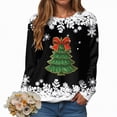 thumbnail image 2 of Towmus Womens Casual Long Sleeve Merry Christmas Crewneck Sweatshirt Christmas Tree Bright Graphic Pullover Tops, 2 of 7