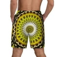 thumbnail image 4 of Balery Yellow Mandala Mens Swim Trunks Swim Shorts for Men Quick Dry Inseam Beach Shorts with Compression Liner Pocket-Small, 4 of 9