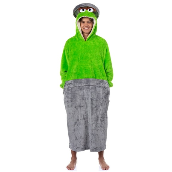 Sesame Street Oscar The Grouch Adult Wearable Hooded Blanket Sweatshirt