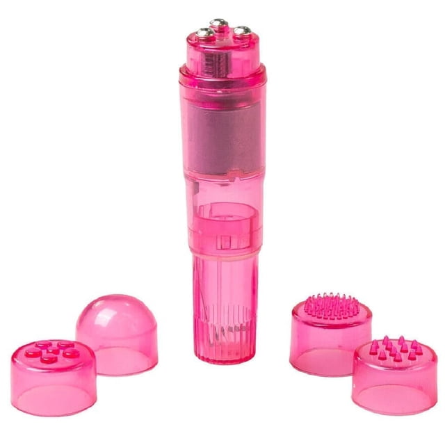 Masajeador portátil mini Gajoin de 4 cabezales, rosa, resistente al agua