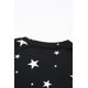 thumbnail image 4 of ABPHQTO Top negro de manga larga con estampado de estrellas y cuello redondo Give A Little Love para mujer, 4 of 5