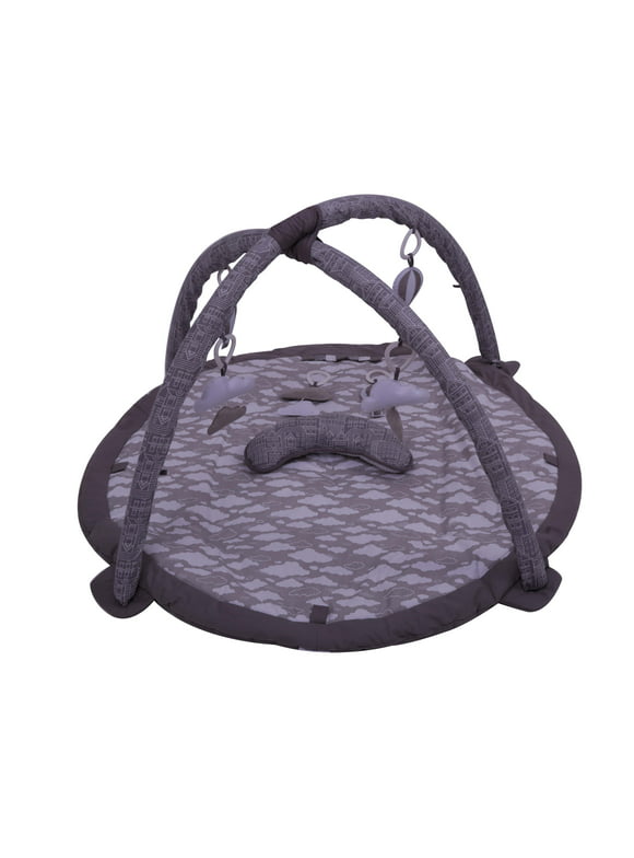 Bacati - Clouds in the City White/Grey Baby Play Gym with Mat