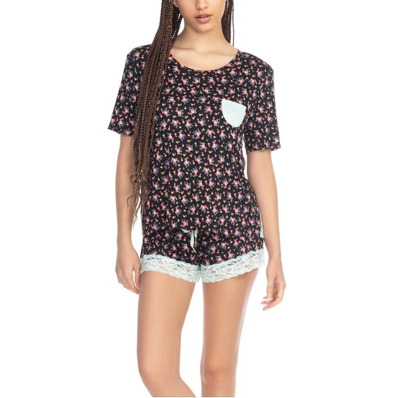 Honeydew Women's Cotton-Candy Soft Jersey Pajama Set with Lace Trim