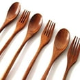 thumbnail image 4 of 32 Pcs Wooden 9 InchJapanese Spoon Fork Set Kitchen Tableware Natural Wood Cutlery Wooden Dinner Cutlery Set, 4 of 6