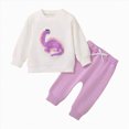 thumbnail image 5 of TOWED22 Baby Girl Toddler Fall Winter Clothing Set Long Sleeve Graphic Sweatshirt and Joggers Pants 2pcs Outfits Soft(Purple,3-6 M), 5 of 7