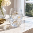 thumbnail image 2 of Golden Koi Artisan Stemless Glass Cup, 15oz 2D Nature‑Inspired Dream Collectible Decorative Drinking Tumbler, Gift for Women, Mom, Birthday & Housewarming Party by XSAOP, 2 of 7