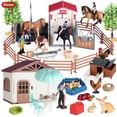 thumbnail image 2 of Oenux - Juego de animales para lavar caballos en la granja, establos, clubes, cafeterías, modelos de casas, jinetes, sillas de montar, vallas, figuras de acción, regalo de Navidad, juguetes para niños, 2 of 5