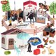 thumbnail image 2 of Oenux - Juego de animales para lavar caballos en la granja, establos, clubes, cafeterías, modelos de casas, jinetes, sillas de montar, vallas, figuras de acción, regalo de Navidad, juguetes para niños, 2 of 5