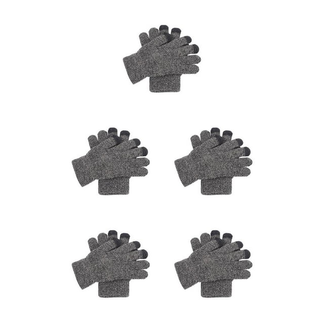 QualitChoice Phone Touch Screen Gloves Cycling Hiking Camping Hands Warm Keeping Accessory medium grey 5Set