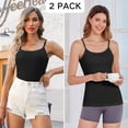 thumbnail image 4 of ANFERRY Womens Cotton Camisoles with Shelf Bra Solid Basic Spaghetti Straps Tank Tops Camis Pack of 2, 4 of 11