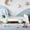 White Blue MDF Pine Plywood Twin, variant on XIZE Twin Size Car-Shaped Platform Bed with Storage Shelves, Blue and White