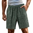 thumbnail image 2 of XFeng Men Black Embossed Jacquard Shorts Drawstring Elastic Waist Casual Knee‑Length Shorts, 2 of 7