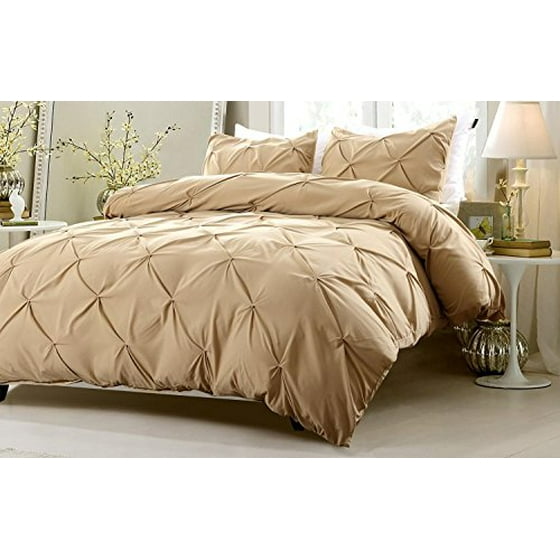 3pc Pinch Pleat Design Khaki Duvet Cover Set Style 1006 Full Departments