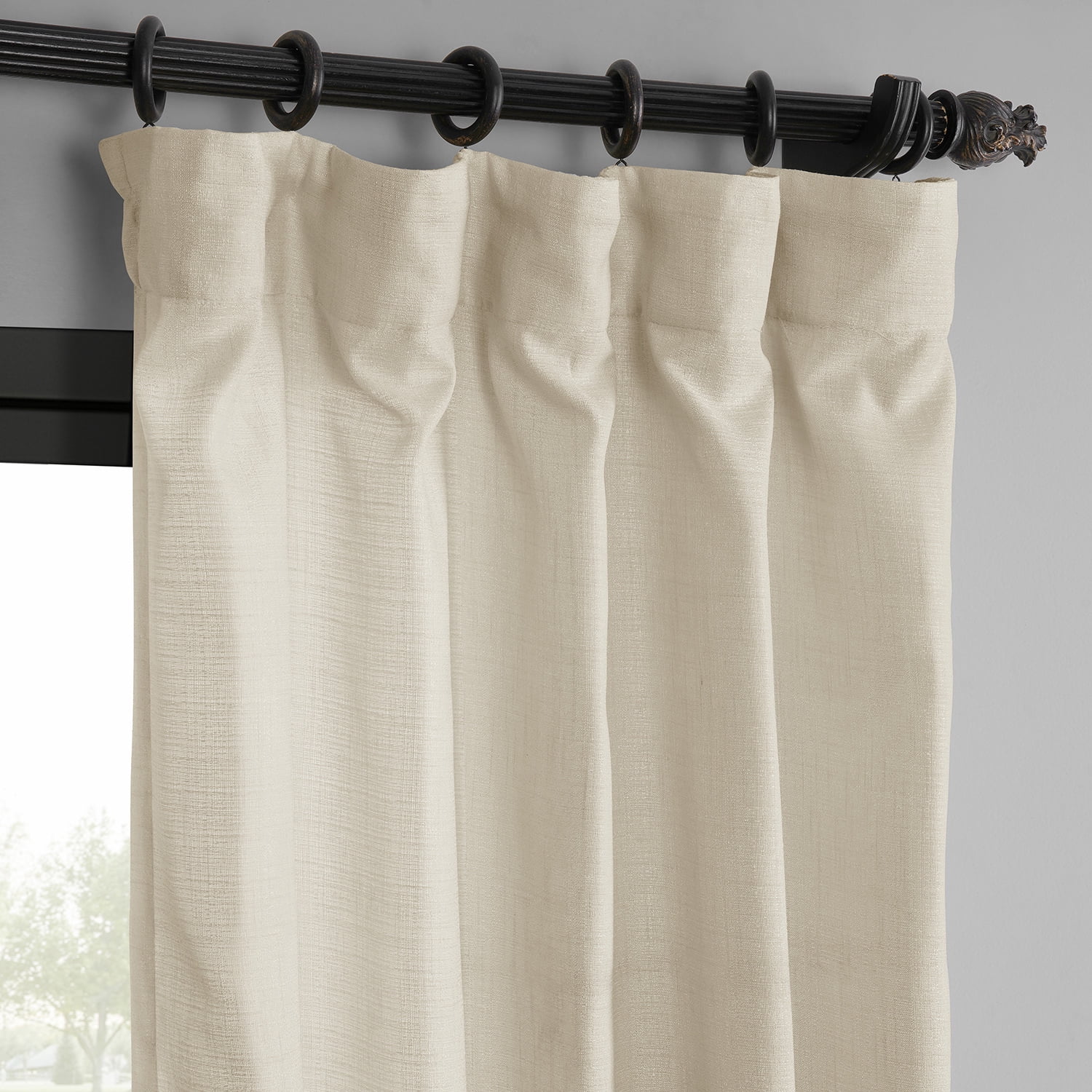 Half Price Drapes Ivory Raw Linen Weave Light Filtering Curtains for Bedroom (2 Panel), 50W X 108L