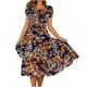 thumbnail image 2 of ICHUANYI Clearance Fashion Casual Summer Round Neck Floral Dress Short Sleeve Women A-Line Women's Dress Dresses(Orange, XL) ICHUANYI WER2023081201666, 2 of 8