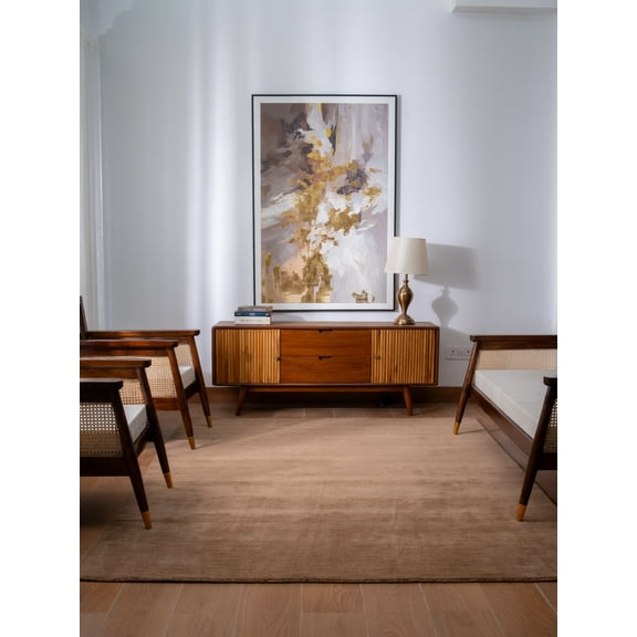 Rugsotic Carpets Handmade Rugs Hand Knotted Loom Rectangle 3'x5' Camel Wool for Indoor Use