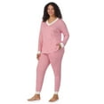 thumbnail image 4 of Aria Women’s Brushed Jersey V-Neck Long Sleeve and Jogger 2pc Sleepwear Set, Sizes XS-4X, 4 of 8