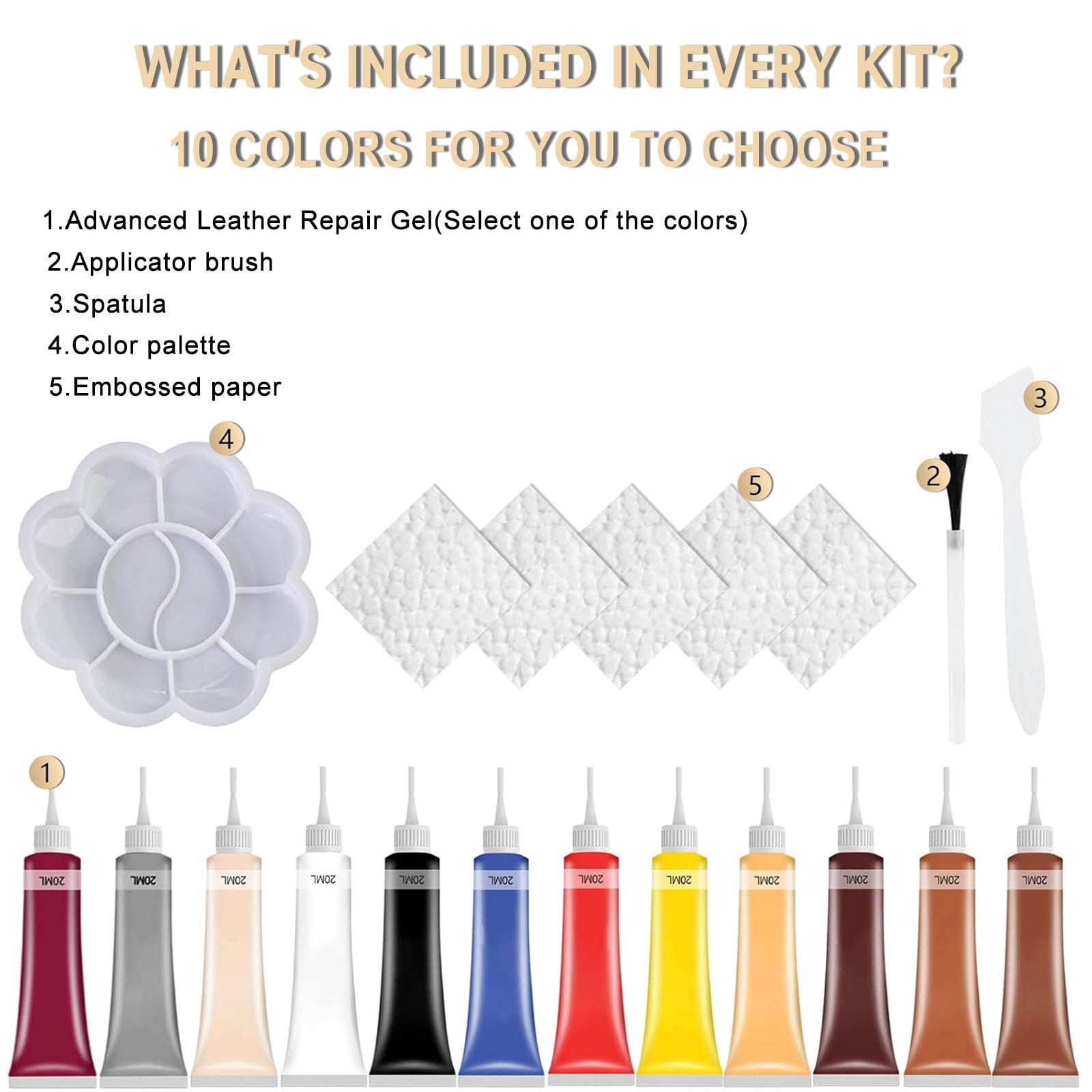 Advanced Leather Repair Gel, 2026 Upgraded Multifunctional Leather Repair Kit for Car Seat Vinyl Repair Kit, Professional Leather Repair Coloured Cream Gel, Couch and Jacket Repair Kit (*Black)