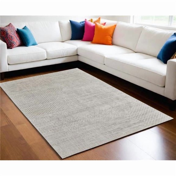 HomeRoots 566923 5 x 8 ft. Abstract Hand Woven Worn Faded Rectangle Area Rug, Ivory & Gray