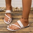 thumbnail image 6 of Xfvqtps Slide for Womens Flat Toe Ring Strappy Suede Non Slip Beach Summer Sandals White, 6 of 9