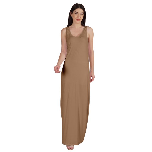 Inkmeso Basics Robe Longue Débardeur Sans Manches pour Femmes Décontractée d'Été de Tous les Jours en Jersey