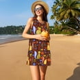 thumbnail image 3 of Easygdp colorful fox para Vestido Transpirable de Mujer, Vestido Suelto de Manga Corta con Pliegues y Bolsillos para el Verano, 3 of 7