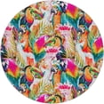 thumbnail image 2 of Addison Rugs Dream Shag Premium Machine Washable Transitional Tropical Birds Multi Round Rug, 8' x 8', 2 of 8