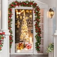 thumbnail image 3 of SDJMa Merry Christmas Door Cover, Snowman Christmas Tree Door Cover, Xmas Winter Holiday Background Fireplace Front Door Decorations, 6.6 x 3 Feet, 3 of 9