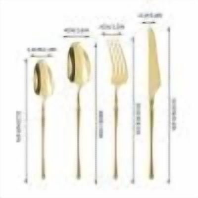 PEONAVET Vaisselle Vaisselle Ensemble de 4 Pcs Manche Vaisselle en Acier Inoxydable Cuillère à Dessert Salade Fourchette Manche Couteau à Steak Fourchette Cuillère Cuillère à Thé