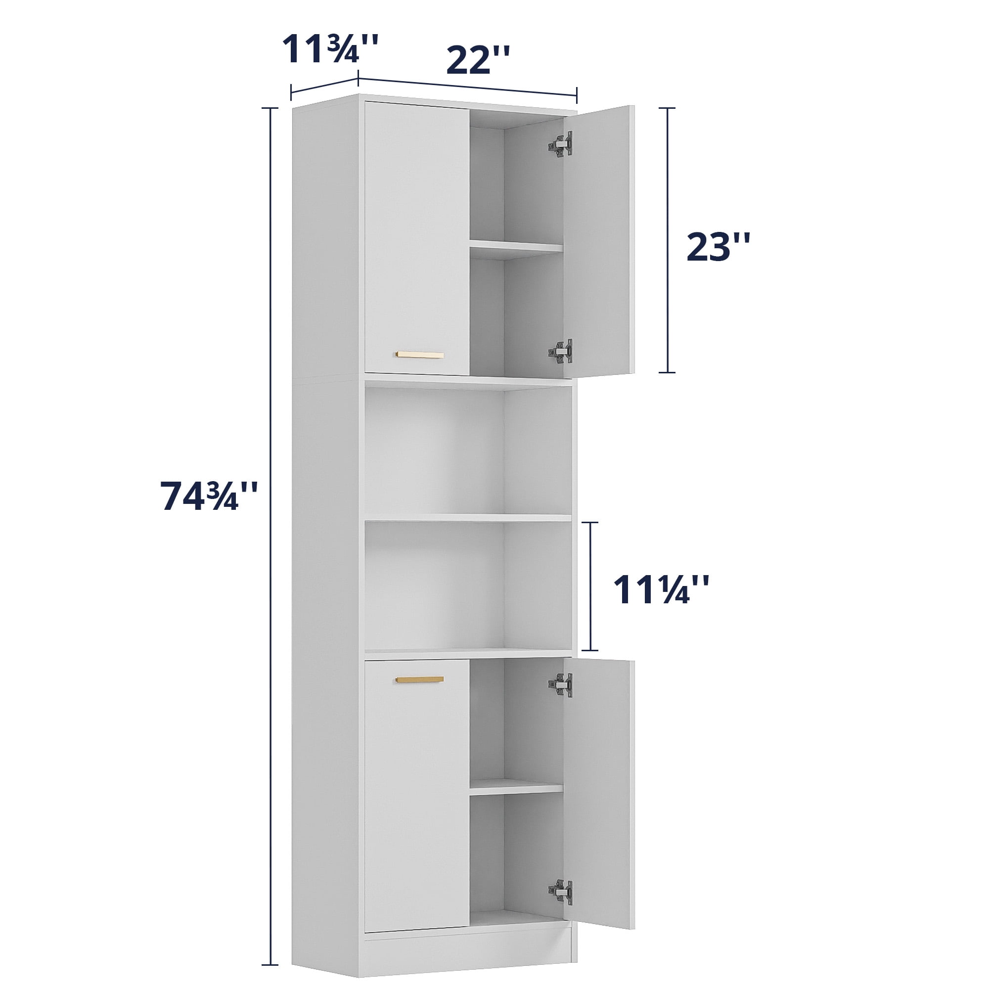 Cozy Castle 75" Pantry Cabinet with Adjustable Shelf, Space-Saving Storage Cabinets for Kitchen, Living Room or Bathroom, White