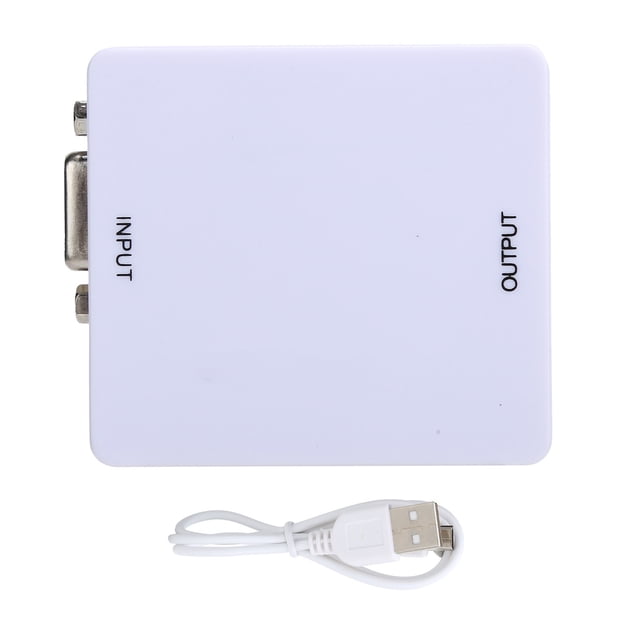 Convertidor de VGA a interfaz multimedia de alta definición (HDMI) Mini HD 1080P Adaptador de caja de conversión Blanco