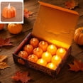 thumbnail image 2 of Halloween Mini Pumpkin Candle Lights—12 Pack, Flameless Short Electronic Candles for Halloween Party Home Indoor Decorations, 2 of 6