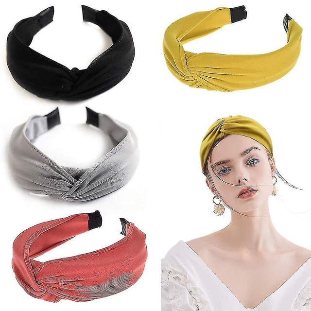4 diademas para mujer, estilo bohemio, estilo retro, con nudo elástico.