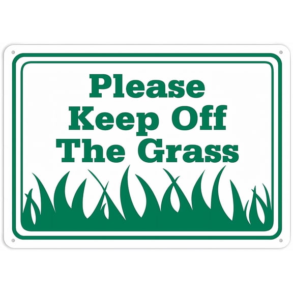 Please Keep Off The Grass Sign - 8"x12" Rust Free Aluminum Sign, UV Protected Waterproof Weatherproof Fade Resistant, 4 Pre-Drilled Holes, Lawn, Landscape Protection