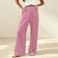 thumbnail image 5 of CHGBMOK Women's Plus Size Wide Leg Pants Smocked Elastic High Waist Casual Palazzo Trousers Button Decor Loose Flowy Long Pants with Pockets, 5 of 5