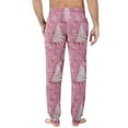 thumbnail image 4 of Dwelliawo Men's Christmas Christmas Pajama Pants Snowflake Xmas Snowflake Prints Joggers Pant Casual Elastic Waist Pj Pants with Pockets Christmas Sleep Lightweight Pants Light pink 3XL, 4 of 5