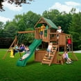 thumbnail image 2 of Swing-N-Slide Knightsbridge Plus Wooden Backyard Swing Set with Wave Slide, Monkey Bars, Built-In Picnic Table, Climbing Wall, and 3 Swings, 2 of 11