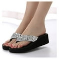 thumbnail image 2 of Dakaela Sequin Wedge Flip Flops for Women Trendy Summer Beach Platform Walking Slide Shoes Size 5-8, 2 of 3