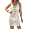 thumbnail image 2 of Ailaofu Swimsuit Coverup for Women Bathing Suit Cover ups Crochet Beach Tank Dress Hollow Out Slit Bikini Cover Up Dresses, 2 of 6