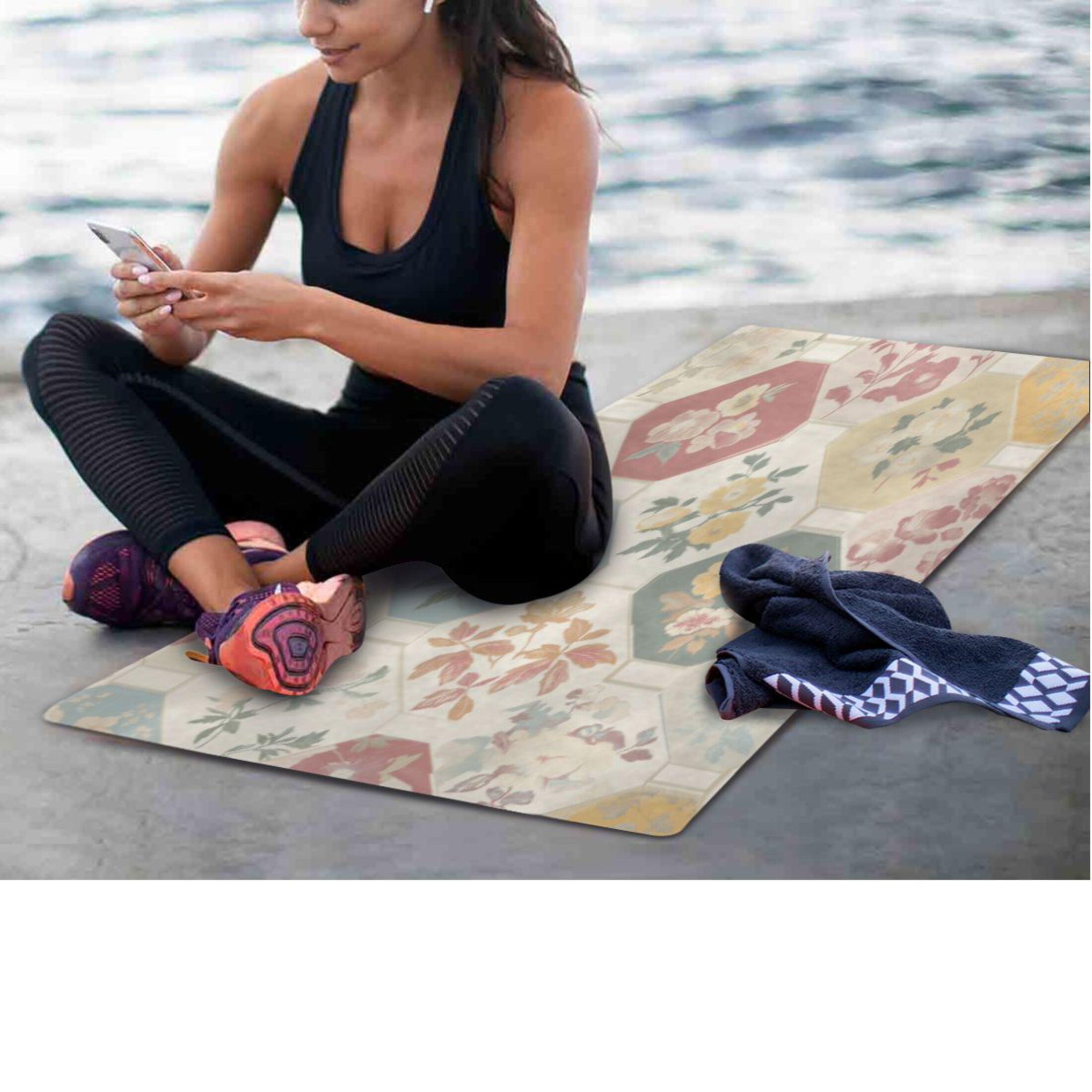 BZSMCE Yoga Mat Women Fitness Mat Vintage Floral Harmony Pattern