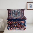 thumbnail image 5 of Homewish Retro Boho Mandala Queen Comforter Set,Exotic Peacock Themed Comforter Sets Queen,Orange Blue,Navy Blue Reversible,3-Piece,1 Comforter and 2 Pillowcases, 5 of 7