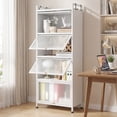 thumbnail image 1 of Giantex 5-Tier Kitchen Storage Cabinet, Mobile Microwave Stand, Bread Rack Coffee Stand, Bakers Rack w/Flip Door Cabinets, White, 1 of 8