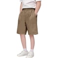 thumbnail image 2 of Summer Breathable Ice‑Silk Children Knee‑Length Casual Shorts, Stretchy Elastic Waist Side Pocket Solid‑Color Outdoor Sports Shorts for Boys and Girls 4‑16Y, 2 of 9