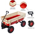 thumbnail image 5 of Kumix Wagon Cart for Kids, Heavy Duty Utility Wagon with 10'' Air Tires, Removable Sides, 330LBS Capacity for 2 Kids, All-Terrain Pulling Beach Cart, Garden Wagon Cart, Red, 5 of 7